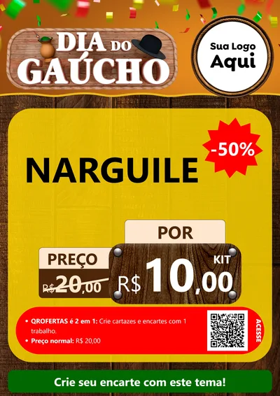 Modelo de Cartaz para Cartaz A4 Vertical com o tema Dia do Gaúcho para Tabacaria