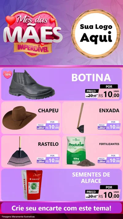 Modelo de TV para TV Vertical com o tema Mês das Mães Imperdível para Agropecuária