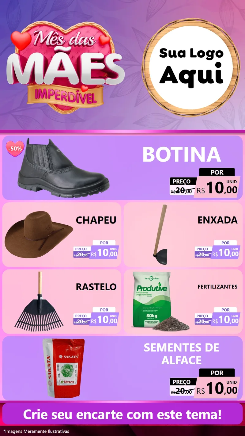 Modelo de TV para TV Vertical com o tema Mês das Mães Imperdível para Agropecuária