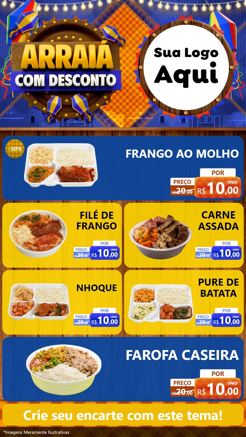 Modelo de TV para TV Vertical com o tema Arraiá Com Desconto para Restaurante