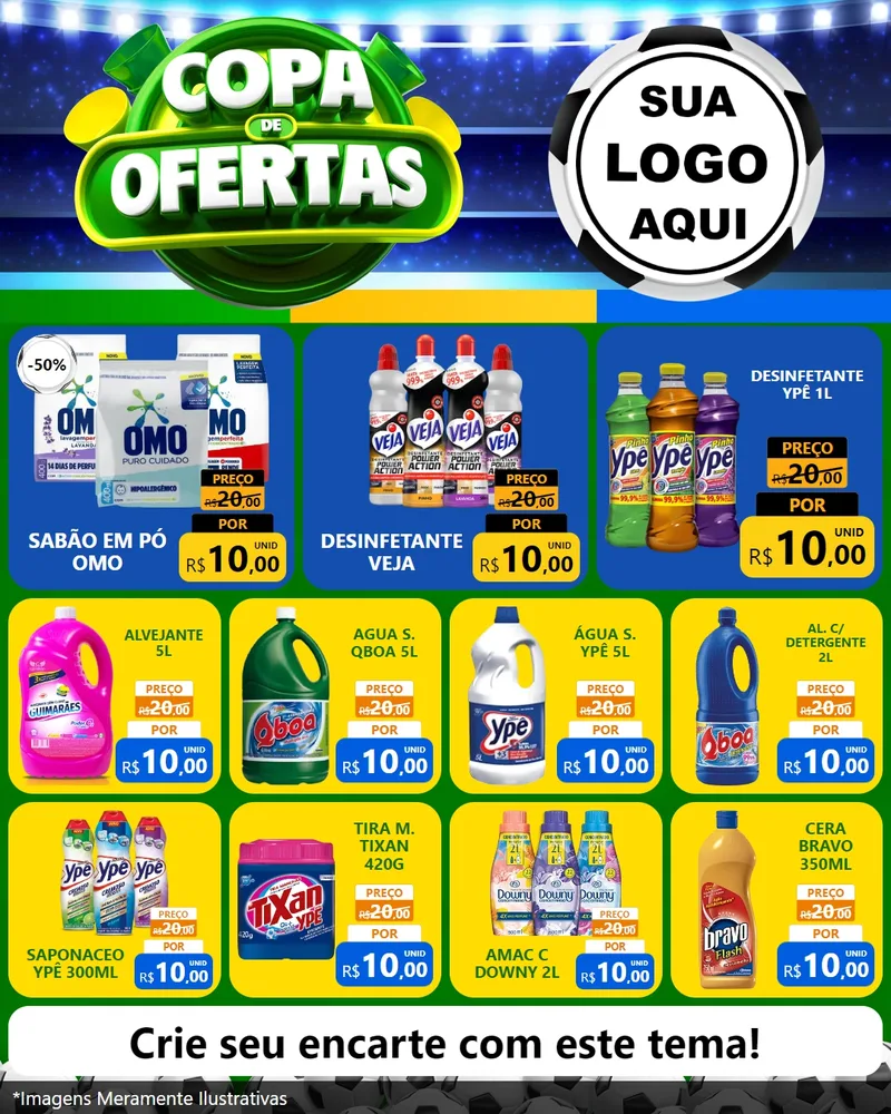 Modelo de Rede Social para Feed Instagram com o tema Copa de Ofertas para Produtos de Limpeza