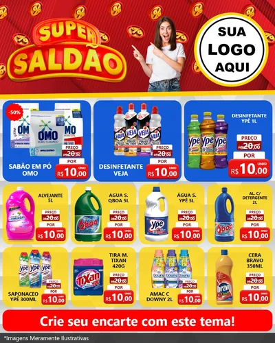 Modelo de Rede Social para Feed Instagram com o tema Super Saldão para Produtos de Limpeza