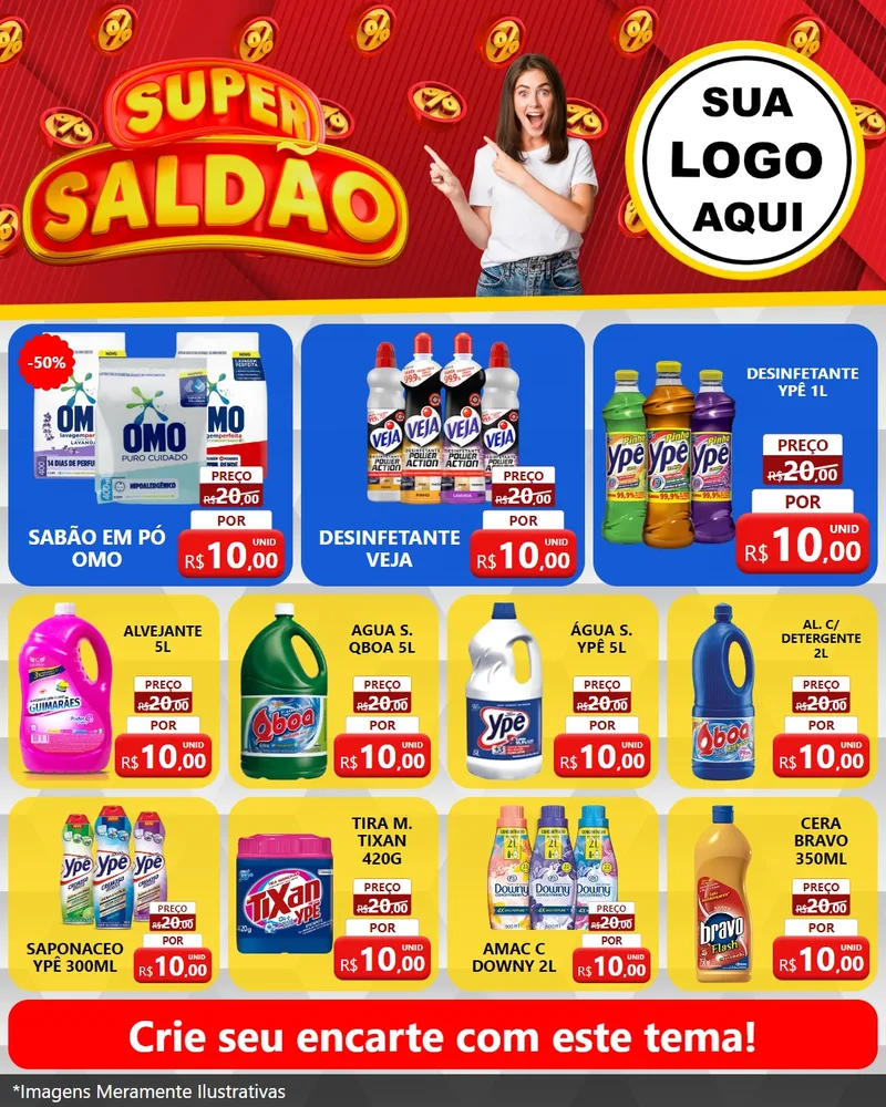 Modelo de Rede Social para Feed Instagram com o tema Super Saldão para Produtos de Limpeza