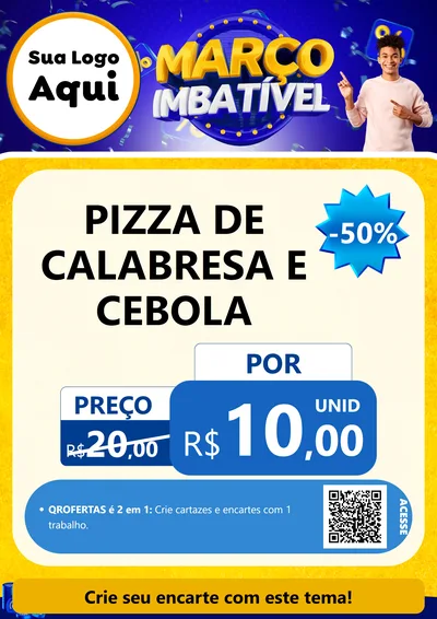 Modelo de Cartaz para Cartaz A4 Vertical com o tema Março Imbatível para Pizzaria