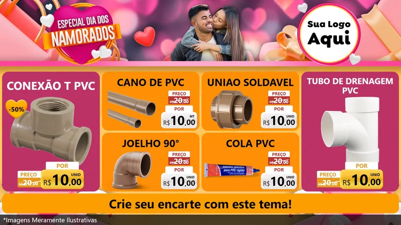 Modelo de TV para TV Horizontal com o tema Especial Dia dos Namorados para Tubos e conexões