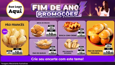 Modelo de TV para TV Horizontal com o tema Fim de Ano Promoções para Padaria