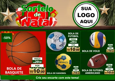 Modelo de Encarte para Encarte A4 Horizontal com o tema Sorteio de Natal para Artigos Esportivos