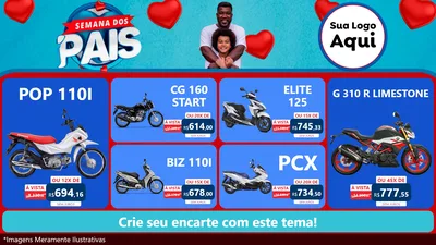Modelo de TV para TV Horizontal com o tema Semana Dos Pais para Concessionaria de Motos
