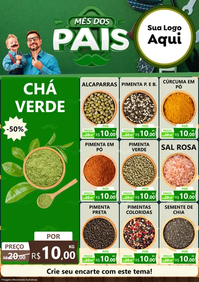 Modelo de Encarte para Encarte A4 Vertical com o tema Mês dos Pais para Produtos Naturais