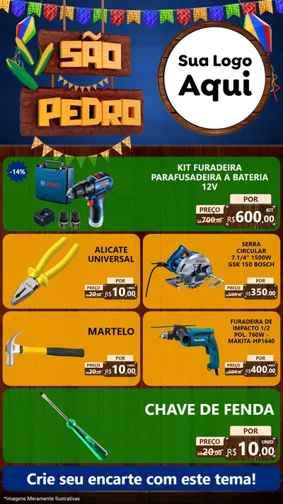 Modelo de TV para TV Vertical com o tema São Pedro para Maquinas e Ferramentas