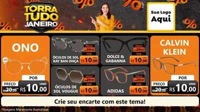 Modelo de TV para TV Horizontal com o tema Torra Tudo Janeiro para Óticas
