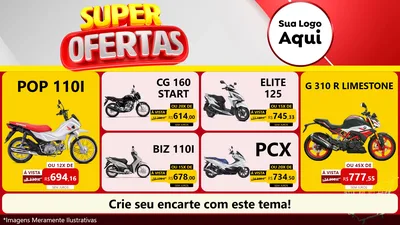 Modelo de TV para TV Horizontal com o tema Super Ofertas para Concessionaria de Motos