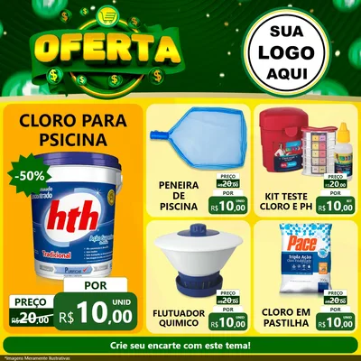 Modelo de Rede Social para Feed Facebook com o tema Oferta para Produtos para Piscina
