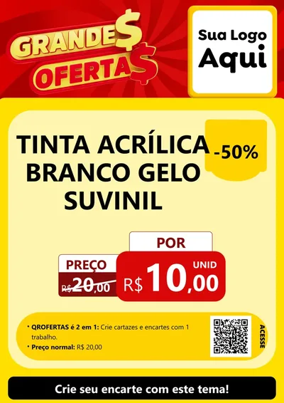 Modelo de Cartaz para Cartaz A4 Vertical com o tema Grandes Ofertas para Tintas e Ferramentas