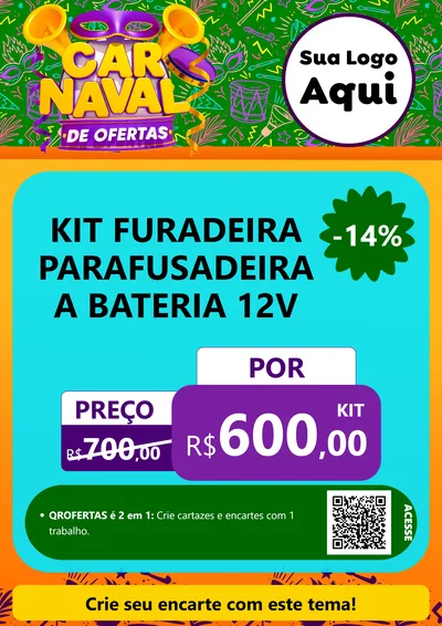 Modelo de Cartaz para Cartaz A4 Vertical com o tema Carnaval de Ofertas para Maquinas e Ferramentas