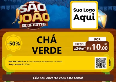 Modelo de Cartaz para Cartaz A4 Horizontal com o tema São João Ofertas Imbatíveis! - Junina para Produtos Naturais