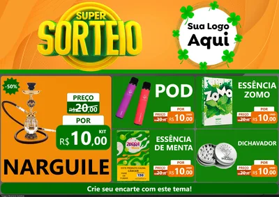 Modelo de Encarte para Encarte A4 Horizontal com o tema Super Sorteio para Tabacaria