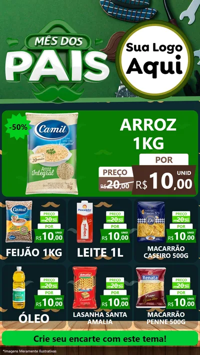 Modelo de Rede Social para Stories com o tema Mês dos Pais para Supermercado