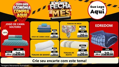 Modelo de TV para TV Horizontal com o tema Fecha Mês para Cama, Mesa e Banho