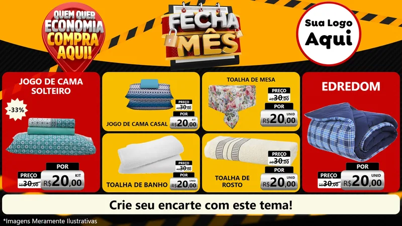 Modelo de TV para TV Horizontal com o tema Fecha Mês para Cama, Mesa e Banho