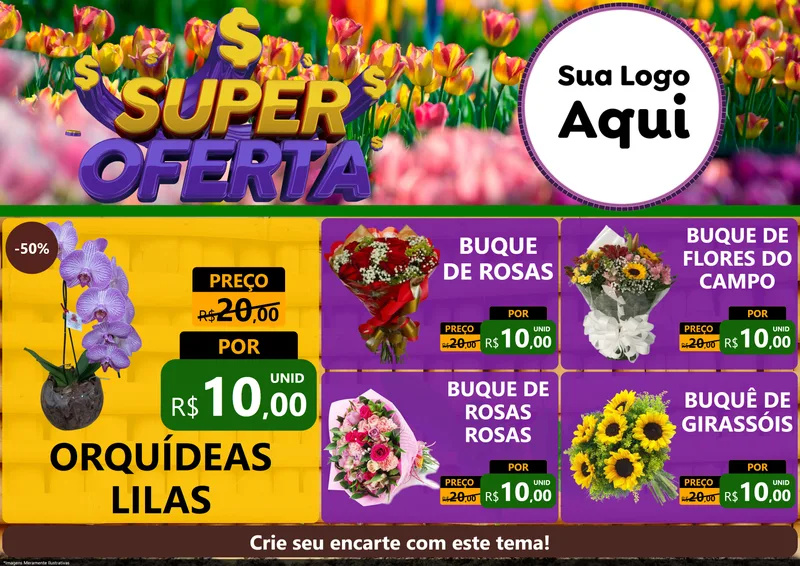 Modelo de Encarte para Encarte A4 Horizontal com o tema Super Oferta para Floricultura e jardim