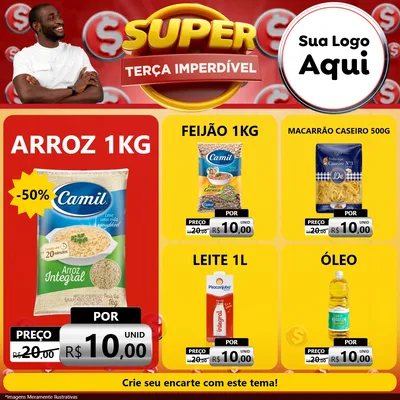 Modelo de Rede Social para Feed Facebook com o tema Super Terça Imperdível para Supermercado