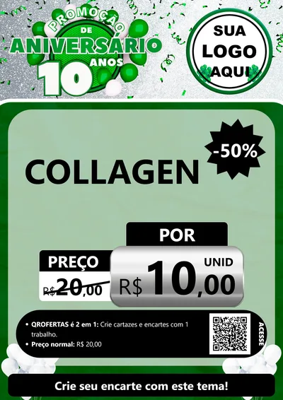 Modelo de Cartaz para Cartaz A4 Vertical com o tema Promoção de Aniversário - 10 Anos para Suplementos alimentares