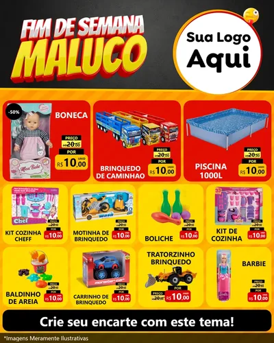 Modelo de Rede Social para Feed Instagram com o tema Final de Semana Maluco para Brinquedos