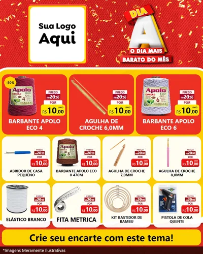 Modelo de Rede Social para Feed Instagram com o tema Dia A o Dia Mais Barato do Mês para Armarinho e Aviamentos