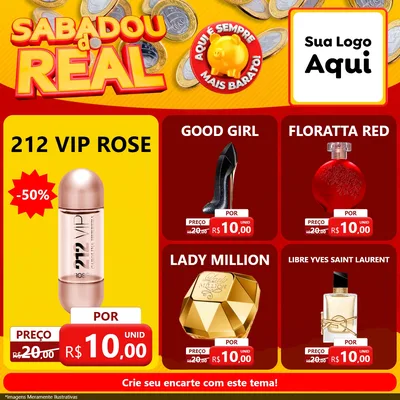 Modelo de Rede Social para Feed Facebook com o tema Sabadou do Real para Perfumes