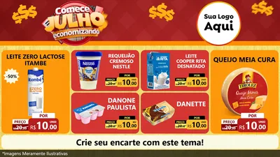 Modelo de TV para TV Horizontal com o tema Comece Julho Economizando para Frios e Laticínios