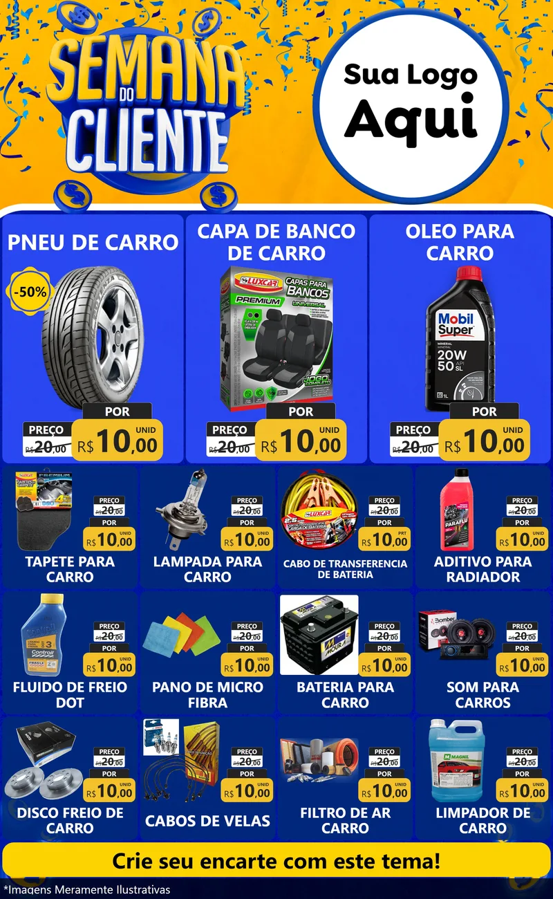 Modelo de Encarte para Encarte Grande com o tema Semana do Cliente para Auto peças