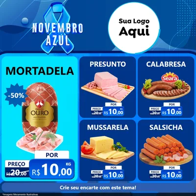 Modelo de Rede Social para Feed Facebook com o tema Novembro Azul para Frios e Laticínios