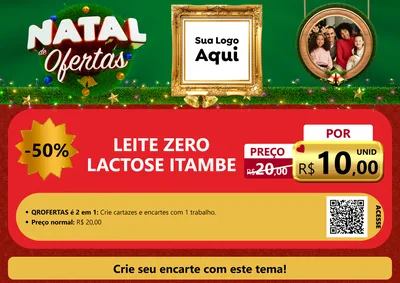 Modelo de Cartaz para Cartaz A4 Horizontal com o tema Natal de Ofertas para Frios e Laticínios