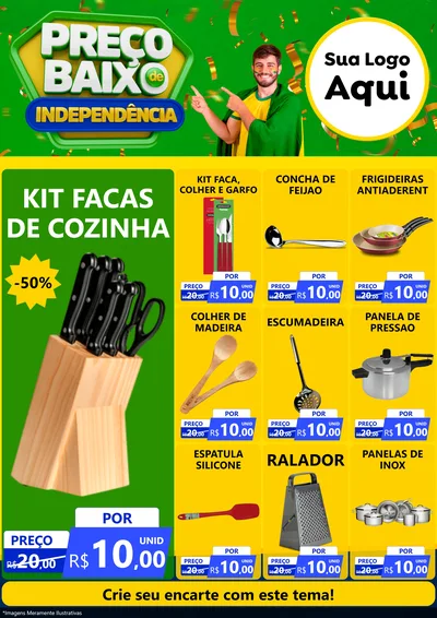 Modelo de Encarte para Encarte A4 Vertical com o tema Preço Baixo de Independência para Utilidades Domésticas