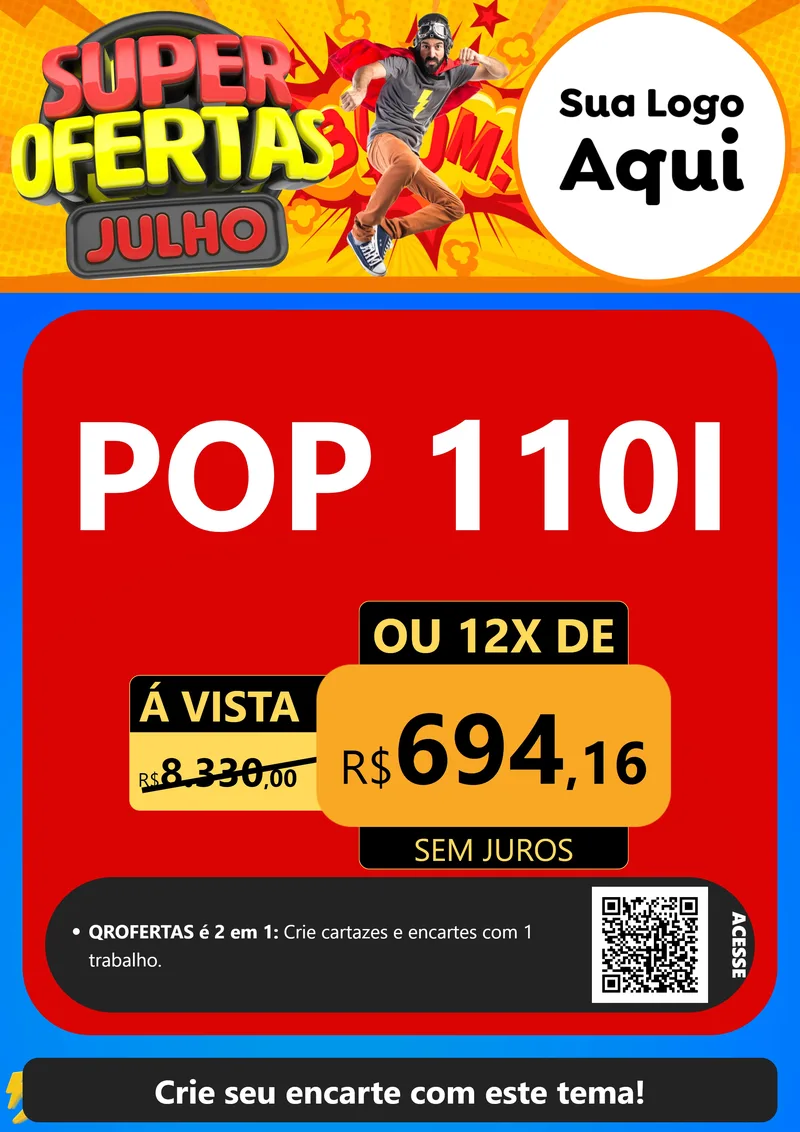 Modelo de Cartaz para Cartaz A4 Vertical com o tema Super Ofertas Julho para Concessionaria de Motos