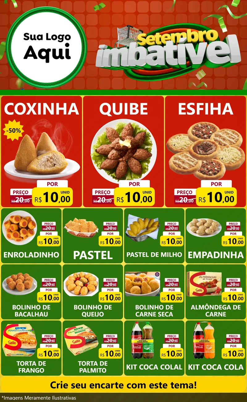 Modelo de Encarte para Encarte Grande com o tema Setembro Imbatível para Salgadaria