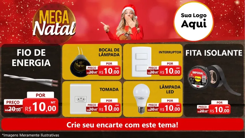 Modelo de TV para TV Horizontal com o tema Mega Natal para Materiais Elétricos