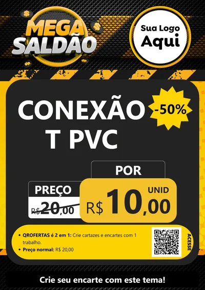 Modelo de Cartaz para Cartaz A4 Vertical com o tema Mega Saldão para Tubos e conexões