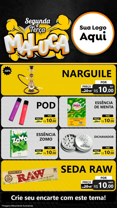 Modelo de TV para TV Vertical com o tema Segunda e Terça Maluca para Tabacaria