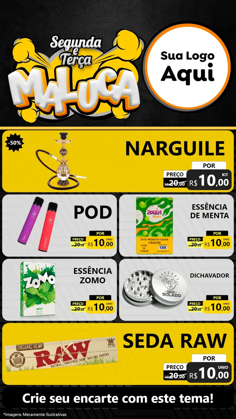 Modelo de TV para TV Vertical com o tema Segunda e Terça Maluca para Tabacaria