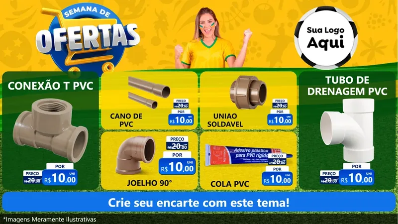 Modelo de TV para TV Horizontal com o tema Semana de Ofertas - Copa para Tubos e conexões