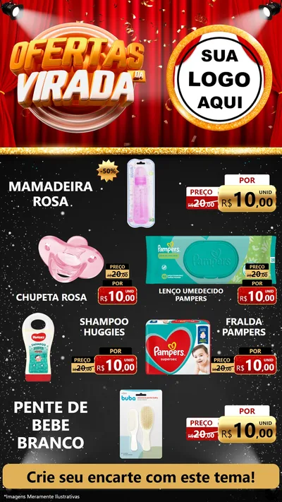 Modelo de TV para TV Vertical com o tema Ofertas da Virada para Bebês