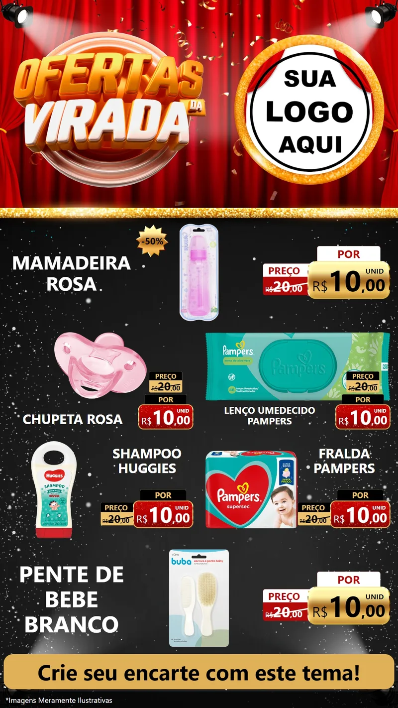 Modelo de TV para TV Vertical com o tema Ofertas da Virada para Bebês