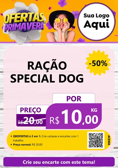 Modelo de Cartaz para Cartaz A4 Vertical com o tema Ofertas Da Primavera para Pet Shop