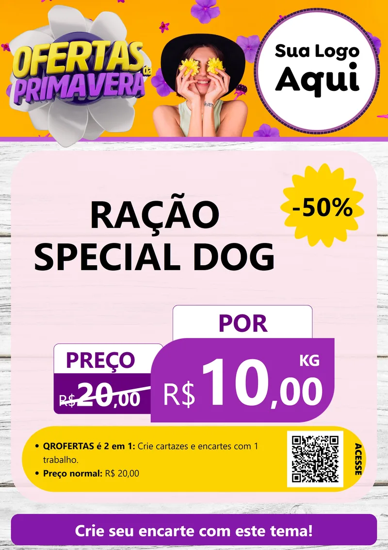 Modelo de Cartaz para Cartaz A4 Vertical com o tema Ofertas Da Primavera para Pet Shop