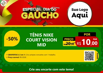Modelo de Cartaz para Cartaz A4 Horizontal com o tema Especial Dia do Gaúcho para Calçados
