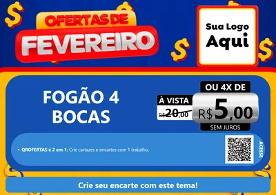 Modelo de Cartaz para Cartaz A4 Horizontal com o tema Ofertas de Fevereiro para Móveis e Eletro