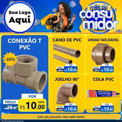 Modelo de Rede Social para Feed Facebook com o tema Mês do Consumidor para Tubos e conexões