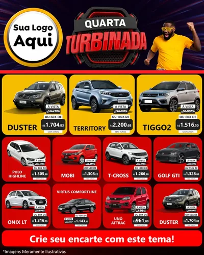 Modelo de Rede Social para Feed Instagram com o tema Quarta Turbinada para Concessionaria de Carros